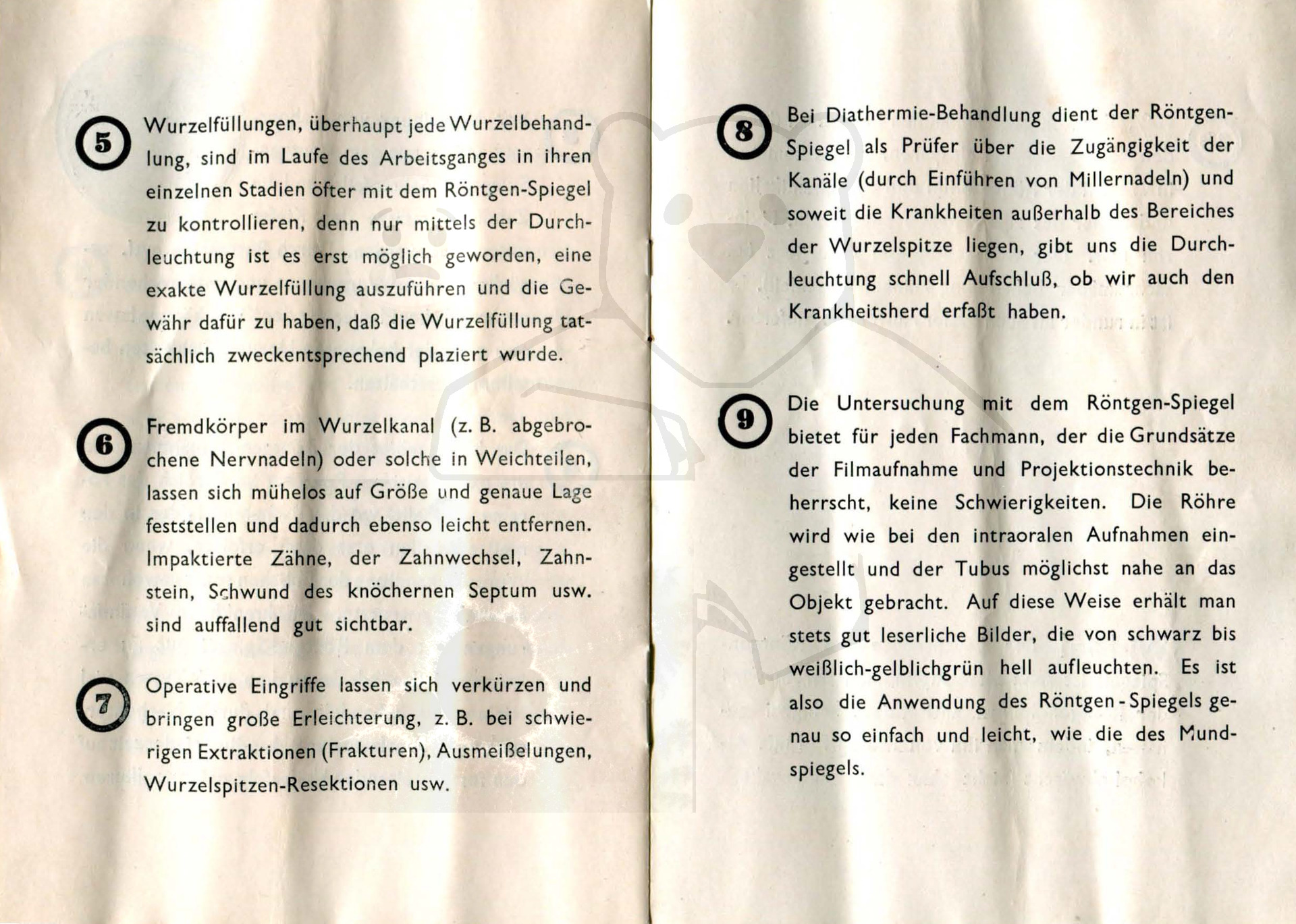 Röntgenspiegel nach Zeipper, Mitte der 1930'er Jahre - Anleitung, Seite 6 - 7